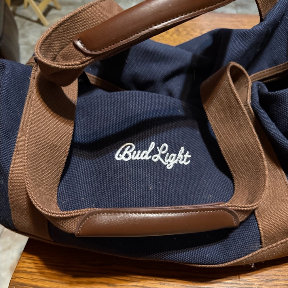 Bud Light Navy & Brown Women's/Men’s casual Satchel by Satchel’s of New York.
